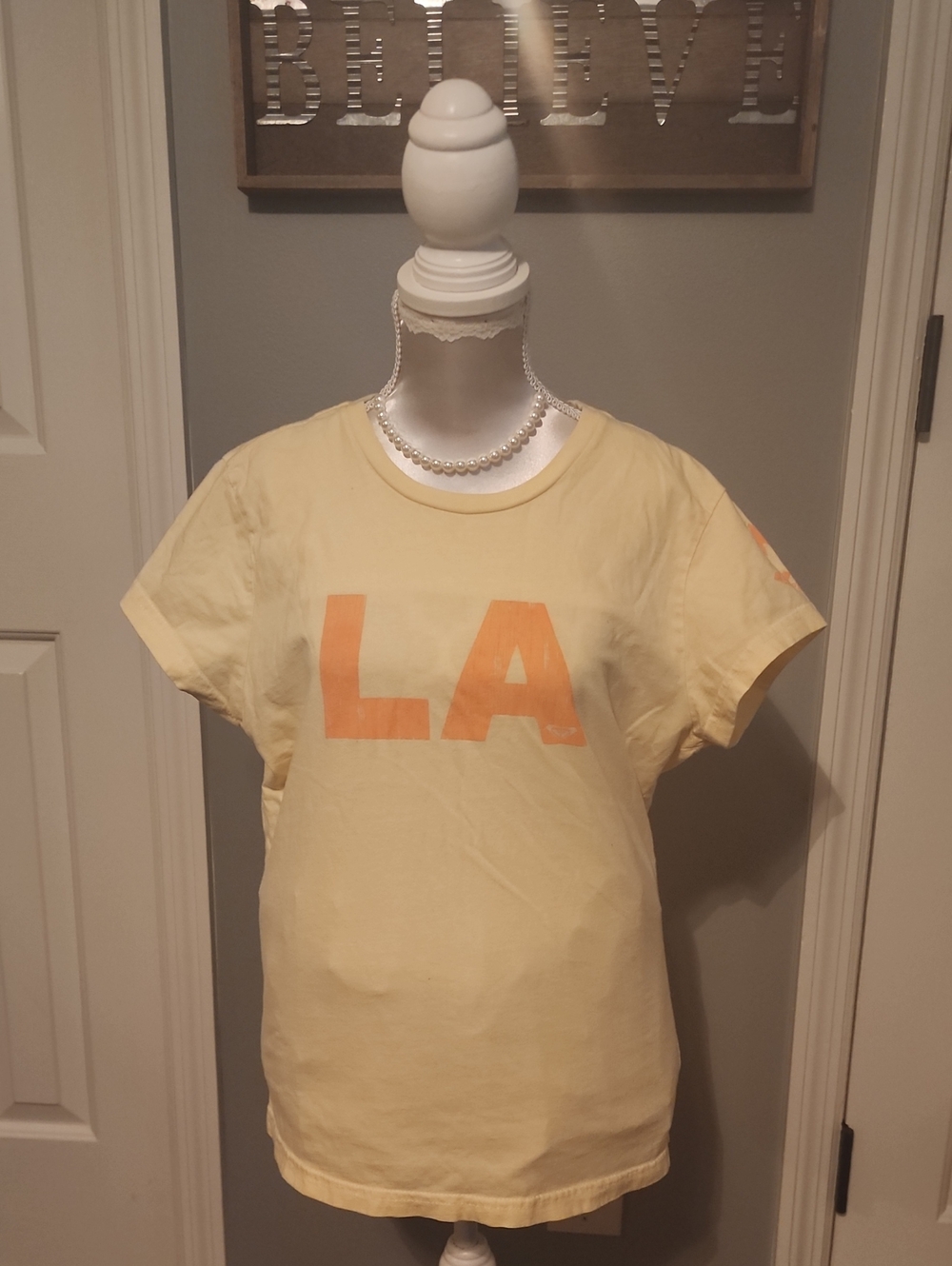 Roxy Yellow Short Sleeve Tee with Orange LA Print